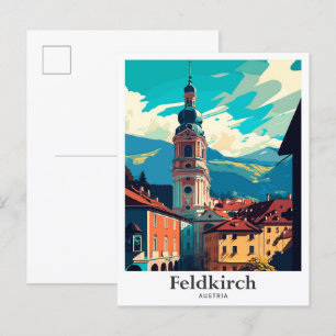 Feldkirch Oostenrijk Vintage Travel Illustration Briefkaart