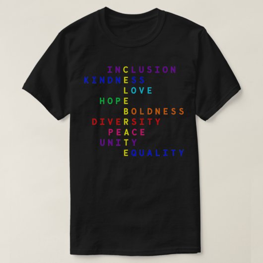 Felebrate Inclusion Kindness Love Hope Diversity U T-shirt (Design voorkant)
