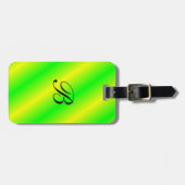 felgekleurd Bagagelabel met monogram (Voorkant horizontaal)