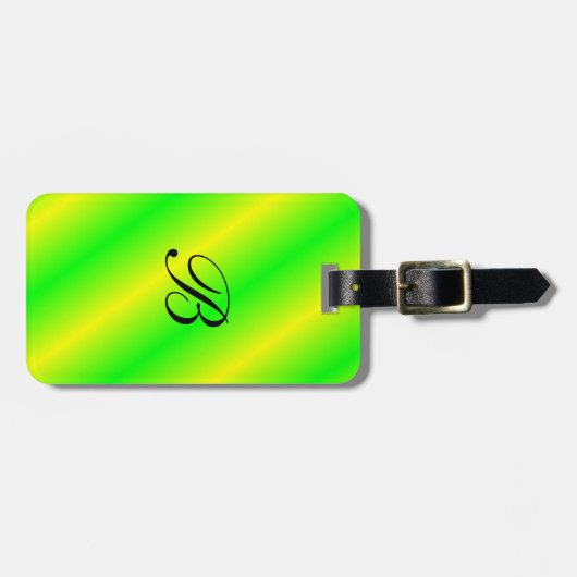 felgekleurd Bagagelabel met monogram (Voorkant horizontaal)