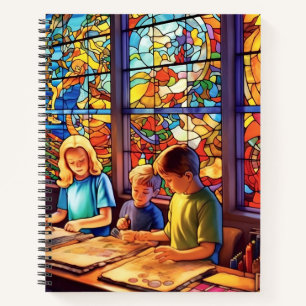FELGEKLEURDE GLAZEN IN LOOD KINDEREN NOTITIEBOEK