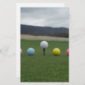 felgekleurde Golf Balls op een berg Briefpapier (Voorkant / Achterkant)