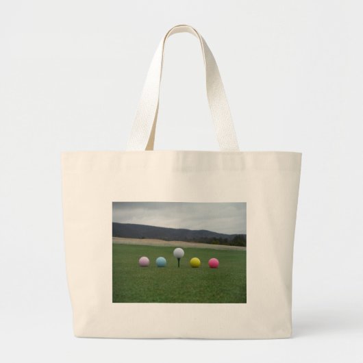 felgekleurde Golf Balls op een berg Grote Tote Bag (Voorkant)