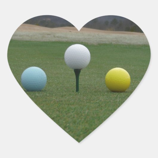felgekleurde Golf Balls op een berg Hart Sticker (Voorkant)