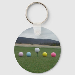 felgekleurde Golf Balls op een berg Sleutelhanger