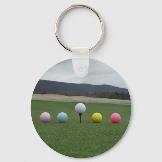 felgekleurde Golf Balls op een berg Sleutelhanger (Voorkant)