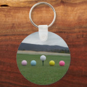felgekleurde Golf Balls op een berg Sleutelhanger (Voorkant)