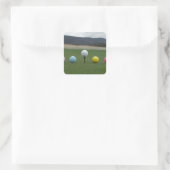 felgekleurde Golf Balls op een berg Vierkante Sticker (Tas)