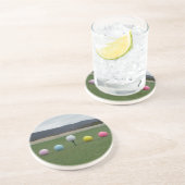 felgekleurde Golf Balls op een berg Zandsteen Onderzetter (Zijkant)