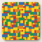 FELGEKLEURDE KINDERBOUWSTENEN BIER ONDERZETTER (Voorkant)