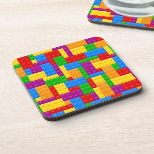 FELGEKLEURDE KINDERBOUWSTENEN BIER ONDERZETTER (Linkerzijde)