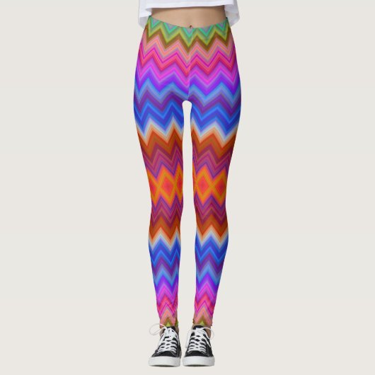 Felgekleurde leggings met een gewaagde zigzag (Voorkant)