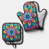 FELGEKLEURDE MANDALA'S OVENWANT & PANNENLAP SET (Voorkant / Achterkant)