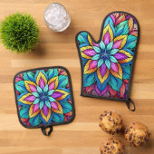 FELGEKLEURDE MANDALA'S OVENWANT & PANNENLAP SET (Top down)