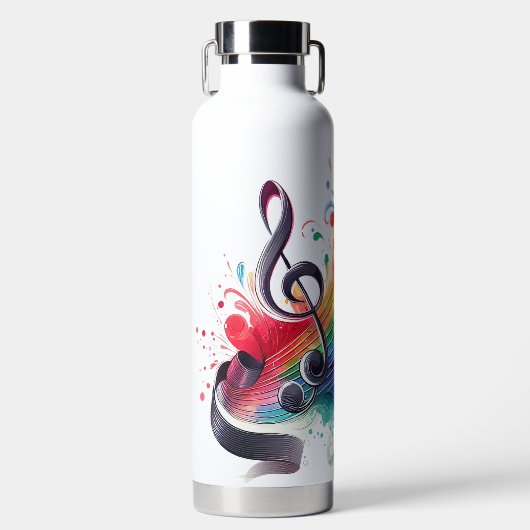 FELGEKLEURDE MUZIEKNOTEN & CLEFT WATERFLES (Voorkant)