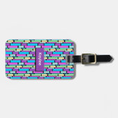 Felgekleurde Retro Blokken Bagagelabel (Voorkant horizontaal)