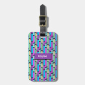 Felgekleurde Retro Blokken Bagagelabel (Voorkant verticaal)