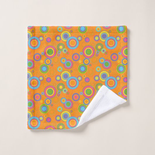 FELGEKLEURDE RETRO CIRKELS BAD HANDDOEK (Wasdoekje)