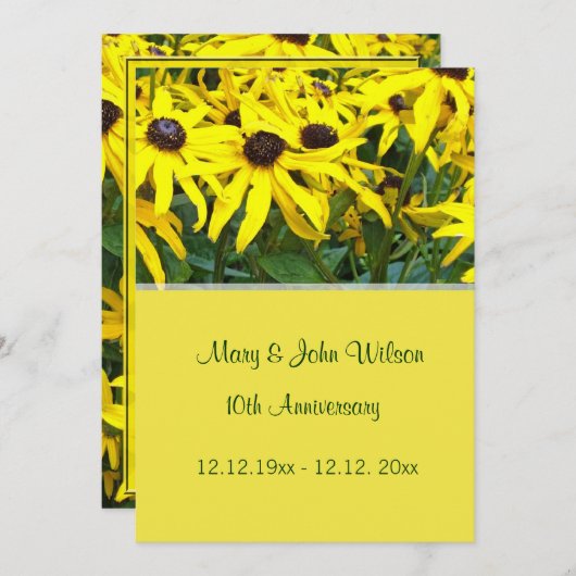 felgele daisy bloemen bruiloft kaart (Voorkant / Achterkant)