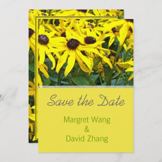 felgele maisiebloemen met uitzondering van de datu save the date (Voorkant / Achterkant)