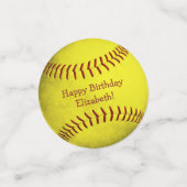 felgele softball - meiden sportpartij confetti (Kleine voorkant)