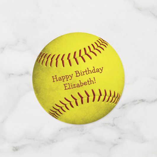 felgele softball - meiden sportpartij confetti (Kleine voorkant)