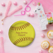 felgele softball - meiden sportpartij papieren bordje (Feest)