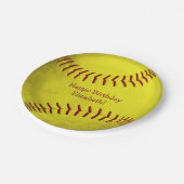 felgele softball - meiden sportpartij papieren bordje (Gekanteld)