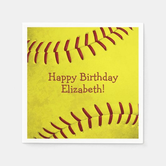 felgele softball - meiden sportpartij servet (Voorkant)