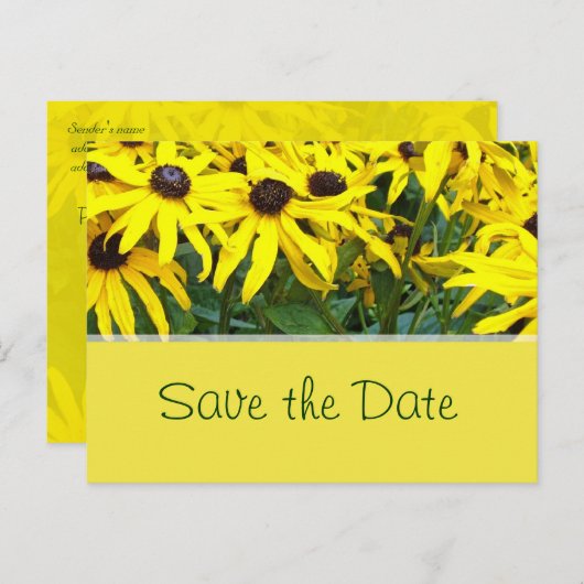 felgele zomerdagbloemen , behalve de datum aankondigingskaart (Voorkant / Achterkant)