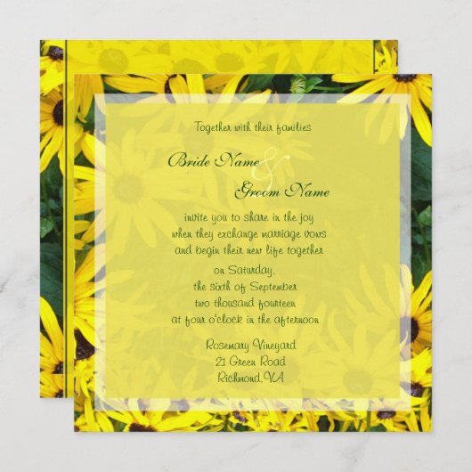 felgele zomerdageraad voor bloemen bruiloft kaart (Voorkant / Achterkant)