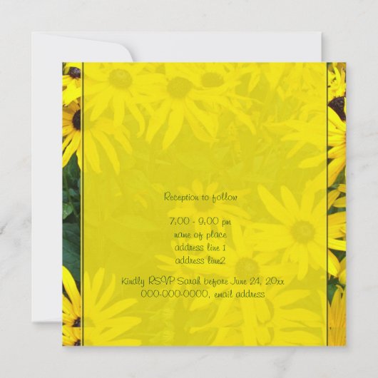 felgele zomerdageraad voor bloemen bruiloft kaart (Achterkant)