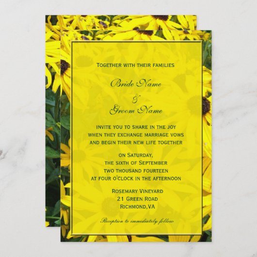 felgele zomerdageraad voor bloemen bruiloft kaart (Voorkant / Achterkant)