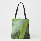 felgroene kikker op een canvas tas (Voorkant)