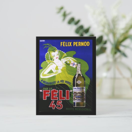 FELI 45 ABSINTHE BRIEFKAART (Staand voorkant)