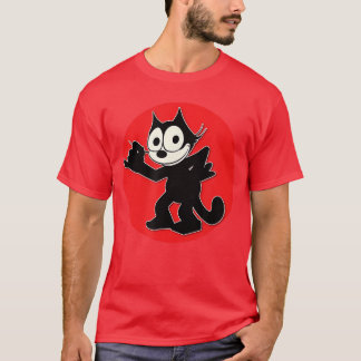 Feli Cartoon Cat Red Sunset Sly Smiling Feliee vin T-shirt