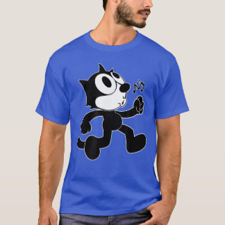 Feli Cartoon Whistling and Walking Music Notes Fel T-shirt