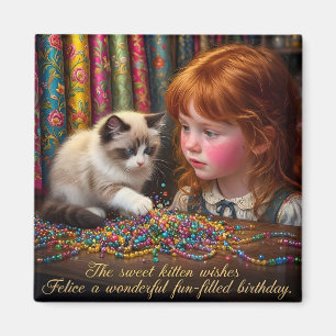 FELICE ~ GELUKKIGE VERJAARDAG Kitten ~ Magneet