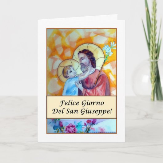 Felice Giorno del San Giuseppe (Religioso) Card Feestdagen Kaart (Voorkant)