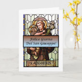 Felice Giorno del San Giuseppe (Vetrate) Kaart (Gele Bloem)