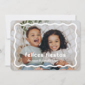 Felices Fiestas | Borde Ondulado Retro con Foto Feestdagenkaart (Voorkant)
