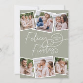 Felices Fiestas | Caligrafía Navideña y 6 Fotos Feestdagenkaart (Voorkant)