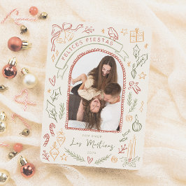 Felices Fiestas Ilustraciones de Navidad con Foto Feestdagenkaart