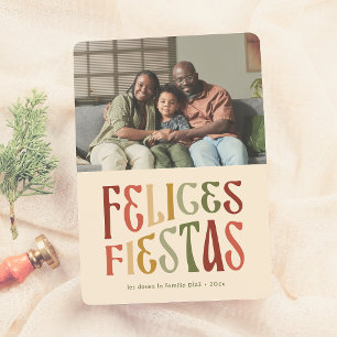 Felices Fiestas Postal de Navidad Retro con Foto Feestdagenkaart