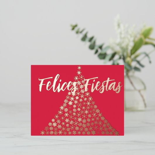 Felices Fiestas Script Holiday Briefkaart (Staand Voorkant)