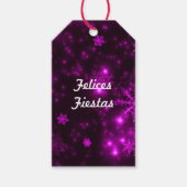 Felices Fiestas Snowflakes Deep Paars Gift Labels Cadeaulabel (Voorkant)