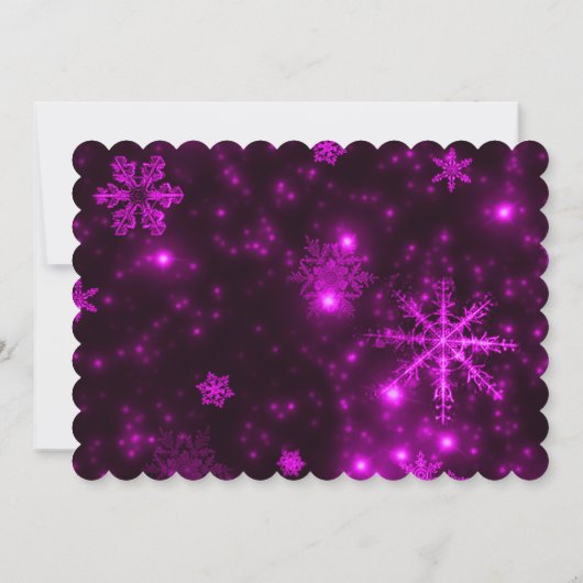 Felices Fiestas Snowflakes Deep Paarse Flat Kaart (Achterkant)