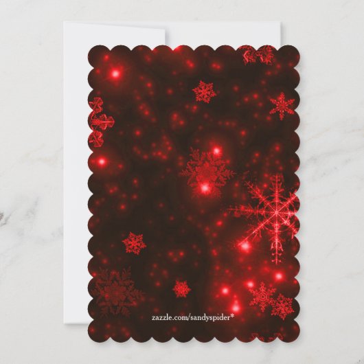 Felices Fiestas Snowflakes met Deep Red Flat Kaart (Achterkant)