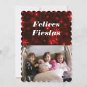 Felices Fiestas Snowflakes met Deep Red Flat Kaart (Voorkant)
