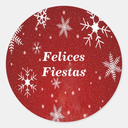 Felices Fiestas Snowflakes met rode Stickers (Voorkant)